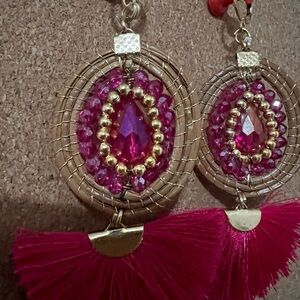 Elegant Pink and Gold Earrings